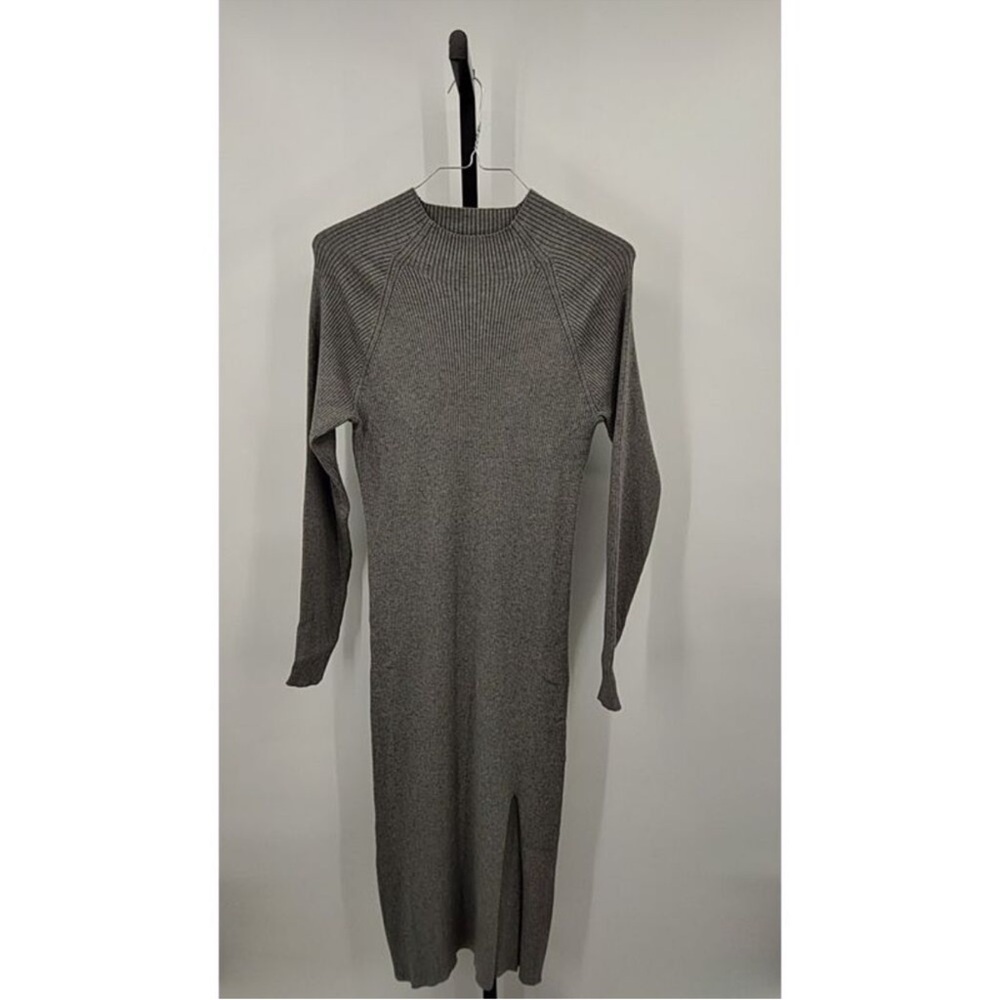 Quince Women Eco-Knit Ribbed Mock Neck
Sweater Dress Heather Gray L